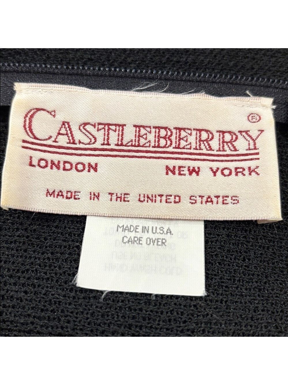80s 2PC CASTLEBERRY KNIT BLACK JACKET W GOLD TONE TRIM & BUTTONS & PLEAT SKIRT - Picture 8 of 10